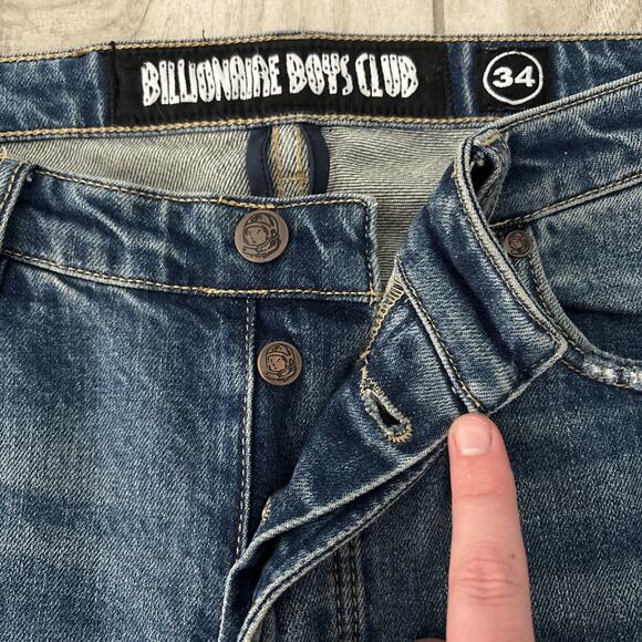 Billionaire Boys Club Blue Button Fly Men’s Spaceman Jeans Size 34/32 Unbutton - Picture 6 of 11